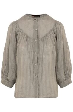 Katoenen Knopen Blouse Taupe -Kleding Promotie Winkel katoenen knopen blouse taupe 586x900 1