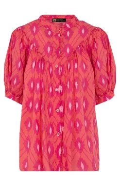 Katoenen Pofmouw Blouse Aztec Fuchsia -Kleding Promotie Winkel katoenen pofmouwen blouse fuchsia 586x900 1