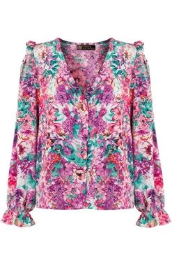 Print Blouse Floral Paars -Kleding Promotie Winkel print blouse floral paars 586x900 1